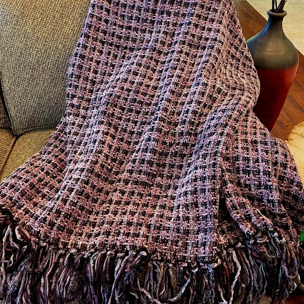 Purple/Grey Throw  Blanket with Pillow